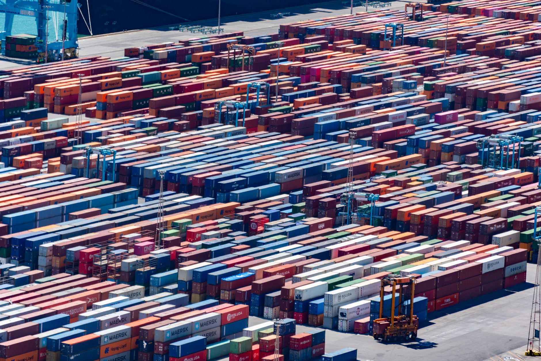 Freight containers stacked at a port terminal